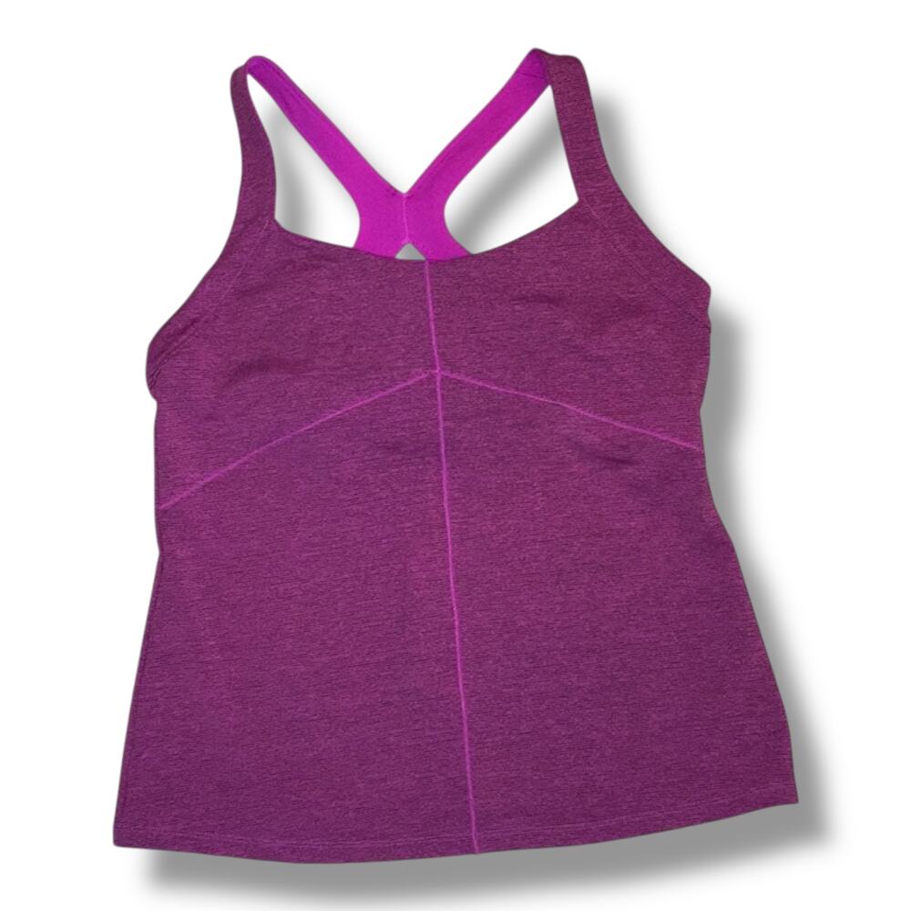 New Balance Womens Purple‎ Activewear Tank Top Stripe Built In Bra XL